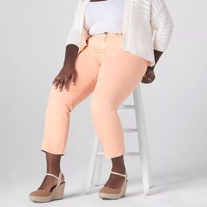 Lane Bryant‎ MagicWaistband SignatureFit MidRise Straight Crop Peach Jeans Sz 20